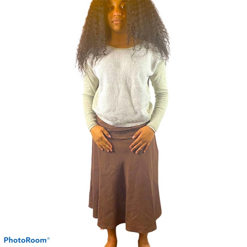 GAP Midi Length 100% Linen Skirt Brown